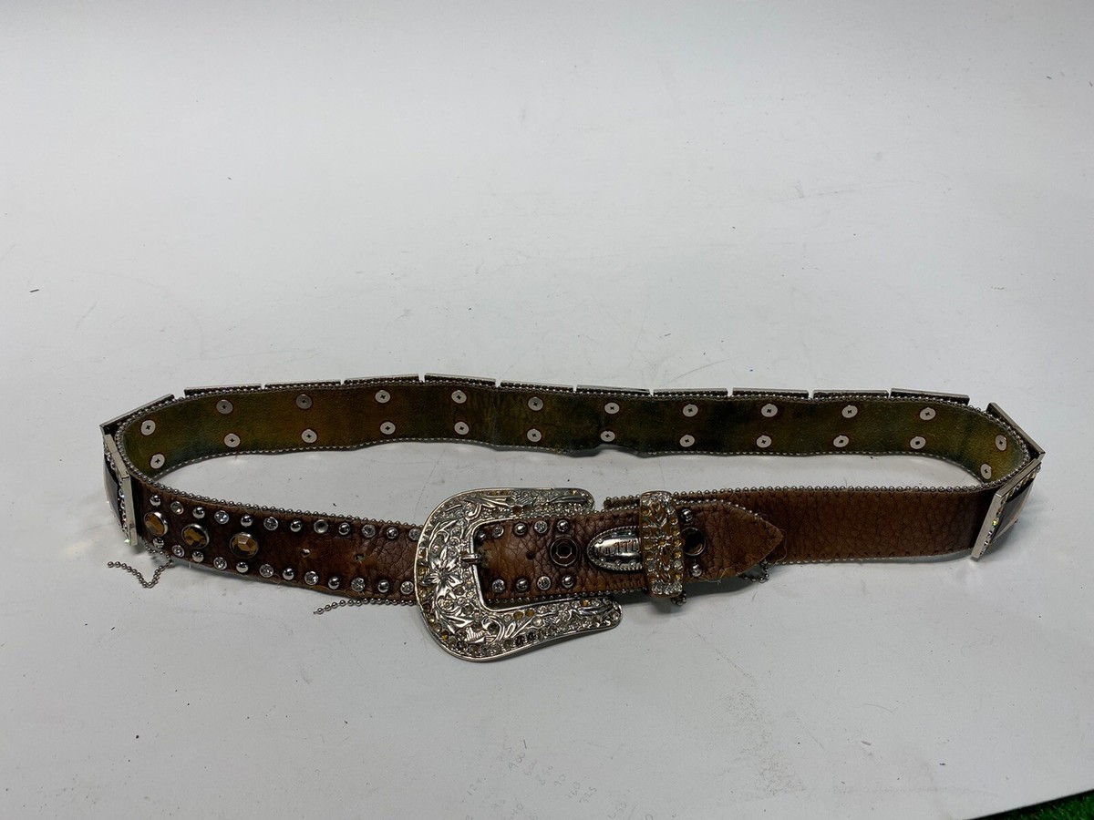 WB Atlas Ladies Bling Studded Western Belt Size Large Dark  display picture 1