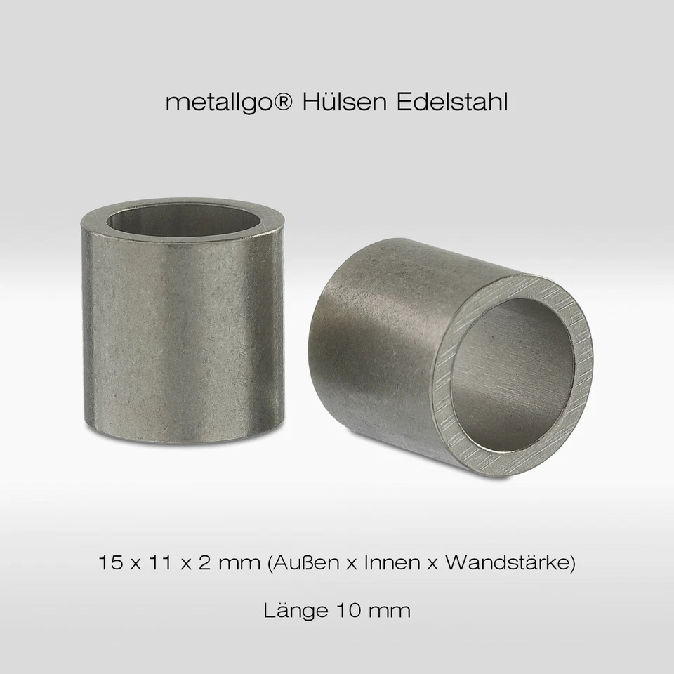 Edelstahl Distanzhülsen, ohne Innengewinde, bis M10 durchsteckbar, 15x11x2 mm - Bild 3 von 4