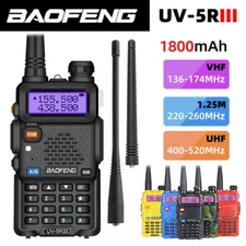 BAOFENG UV-5R III TRI-BAND WALKIE TALKIE VHF/UHF FM HAM TWO-WAY RADIO 5W 1800MAH