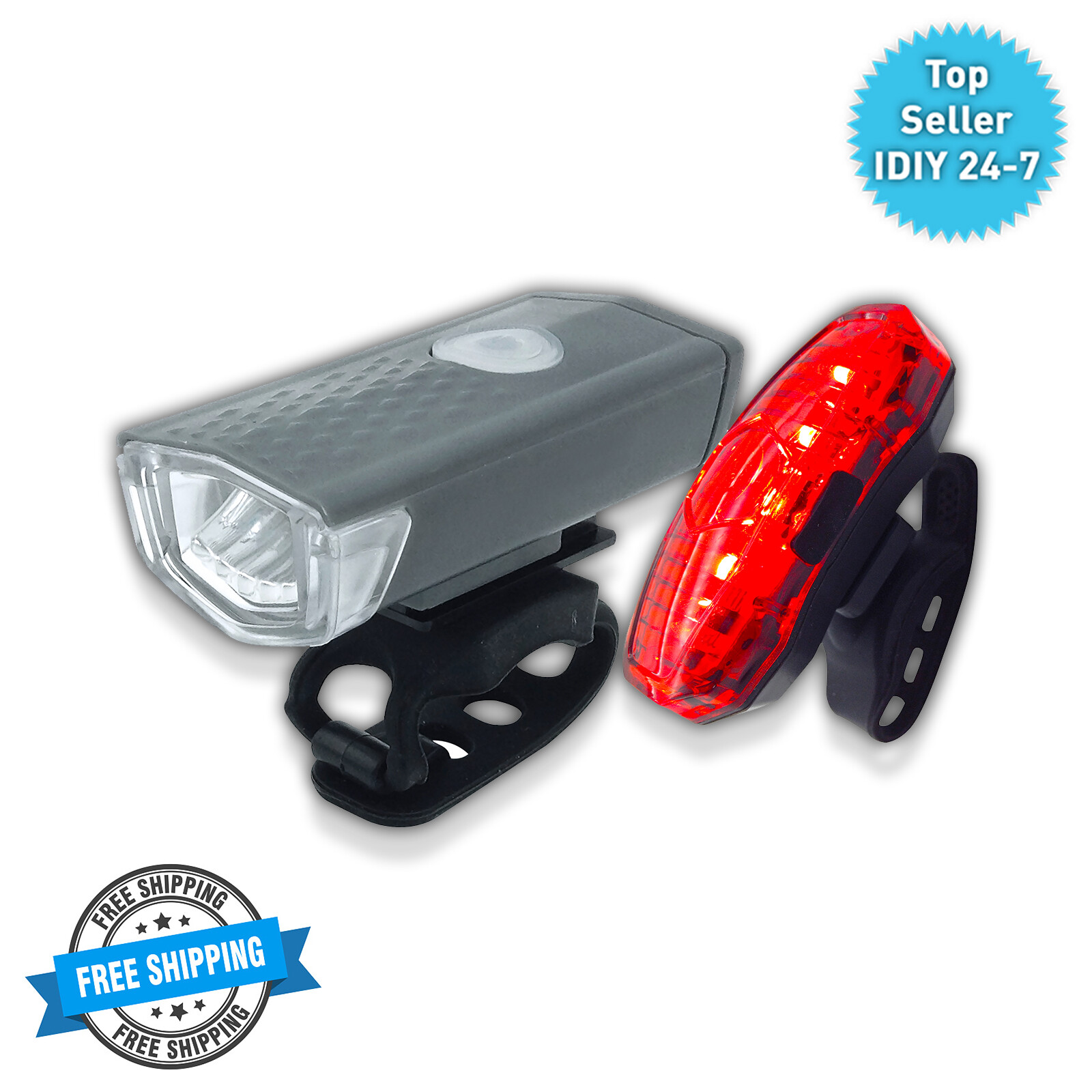 Rolson Bike Front & Rear Light USB Rechargeable LED Lamp Cycling