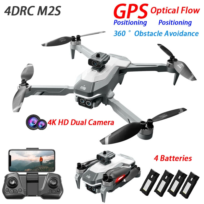 4DRC M2S RC Drone GPS 4K Dual Camera 360°Obstacle Avoidance Quadcopter 4 Battery - Image 2 of 4