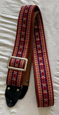 Vtg 70's Wabash Ace Style Hippie Hootenanny Woven Guitar Strap Made in USA