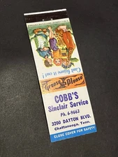 Matchbook Cover - Cobb’s Sinclair Gasoline Service Chattanooga Tennessee