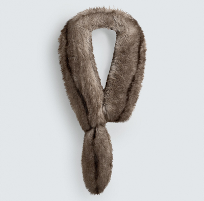Zara x Harry Lambert x Disney Large Faux Fur Stole Scarf Light