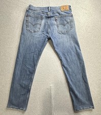 Levis 505 Jeans Mens 34x32 Blue Distressed Straight Medium Wash Denim Rip