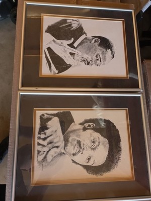 Framed pen and ink drawing LB Williams Jesse JACKSON Martin Luther King JR