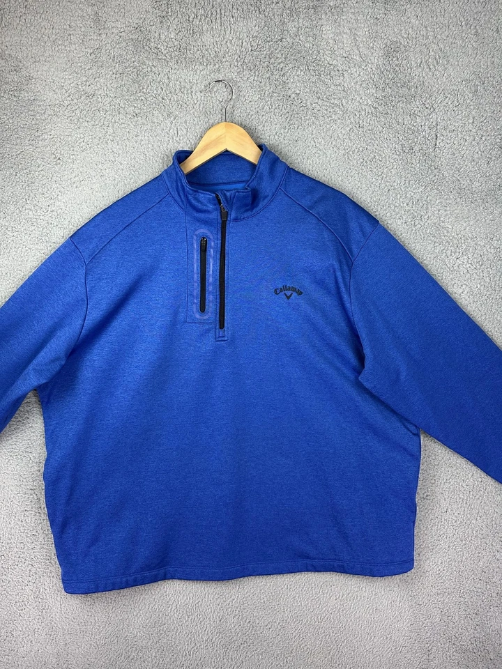 Pullover Callaway para Hombres 2XL Azul Cuarto Cremallera Golf Polar Bolsillo en el Pecho Raglán Hombres Foto 2 de 4