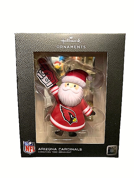 Hallmark Arizona Cardinals Santa Fan 2-Sided NFL Black Box Xmas Ornament NIB