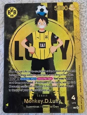ART CARD ~ One Piece BVB Monkey D Luffy Promo Dortmund Textured ENGLISH 09 manga