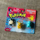 Pokemon Pikachu Stationary Set Toy Island Snorlax 66400 VTG Clip Eraser Magnet