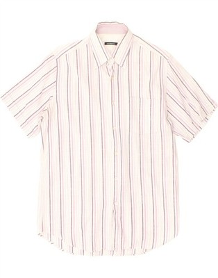 ROCCOBAROCCO Herren Kurzarm Hemd Größe 15 1/2 44 Medium rosa gestreift BD06