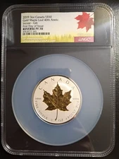 2019 REVERSE PROOF CANADA 3 OZ SILVER GOLD MAPLE LEAF INCUSE GILT NGC PF70 FDI 
