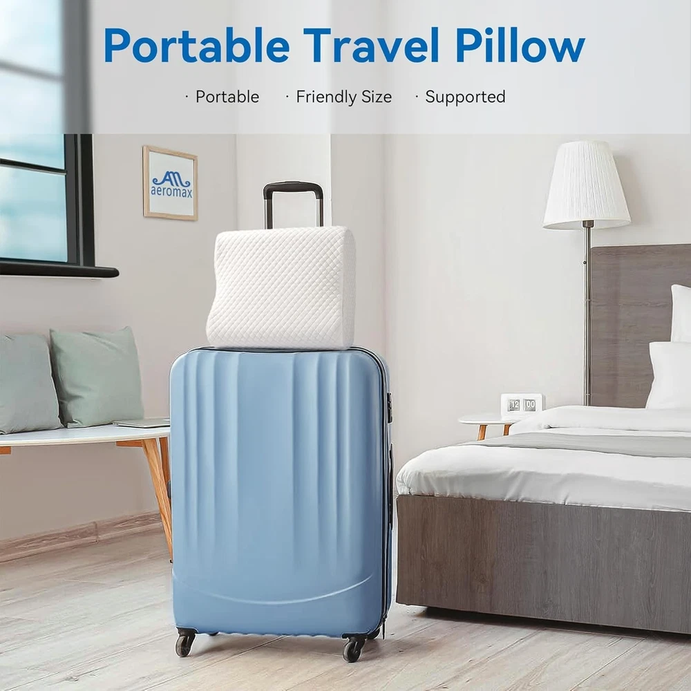 Dual Height Memory Foam Orthopedic Travel Pillow for Comfort & Support  
