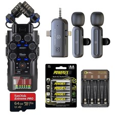 Zoom H6studio 8-Track 32-Bit Float Handy Recorder, Bundle with Wireless Lavalier