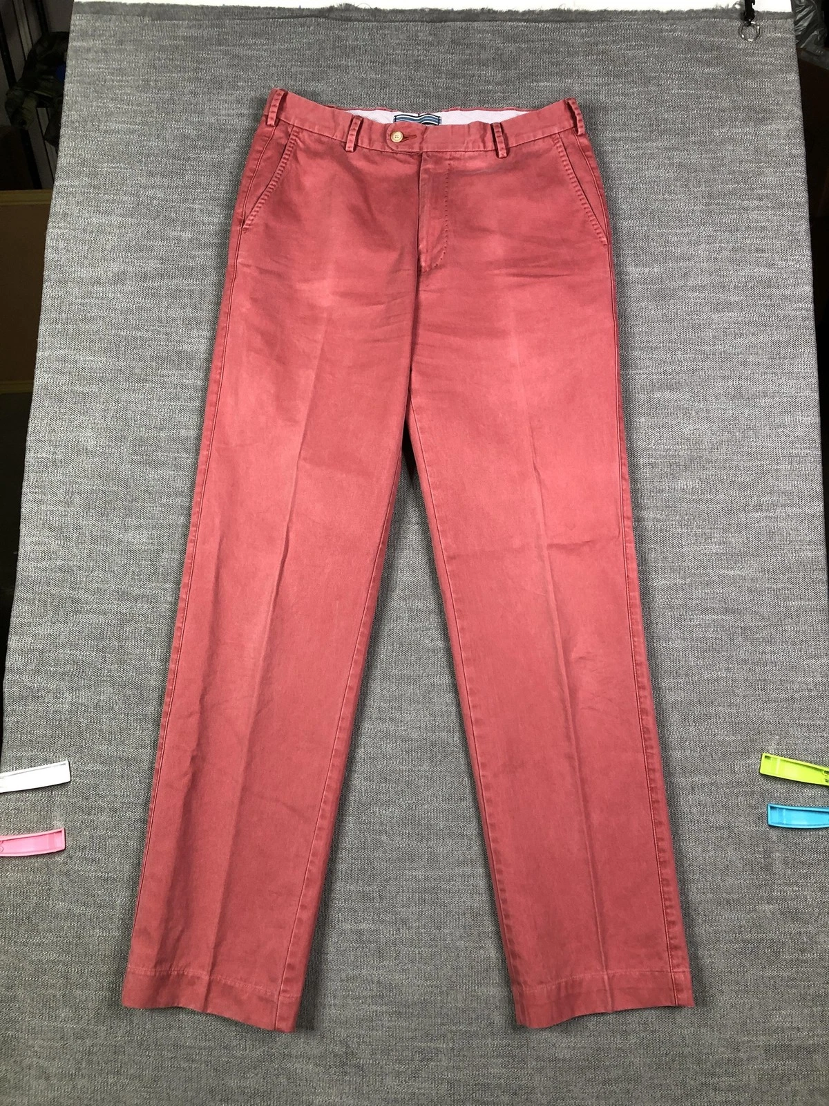 Peter Millar Pants Mens 32 Red Garment Dyed Chinos Casual Trousers Made Peru