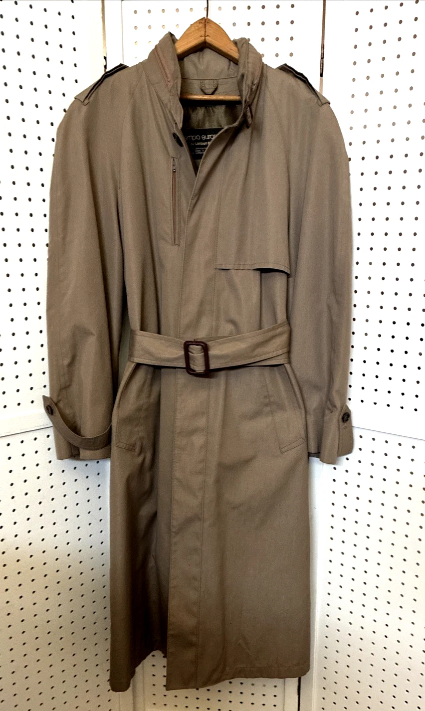 Men's London Fog Trench Coat Tempo Belted Rain Hood Wool Lining Size 36 Reg
Opens in a new window or