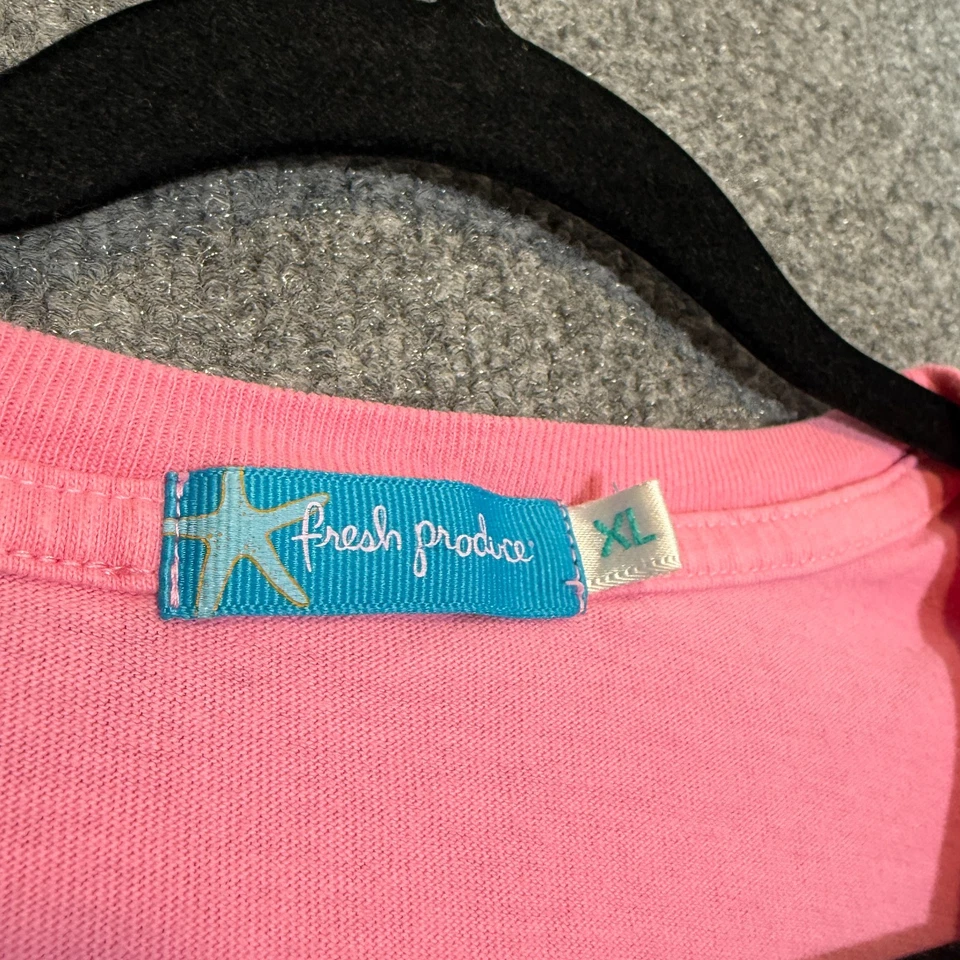 Camisa Fresh Produce Mujer XL Rosa Manga Corta Camiseta Playa Casa Tropical Foto 4 de 4