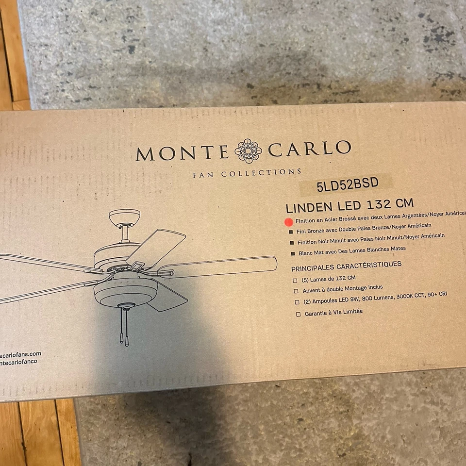 Monte Carlo Fan Company Linden 52 LED Ceiling Fan, Brushed Steel - 5LD52BSD - Image 3 of 4