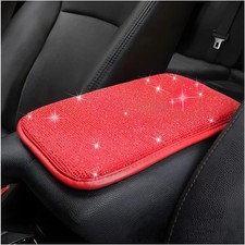 Bling Center Console Cover, Diamond Fashion ArmRest Pad, Crystal Soft Arm Red