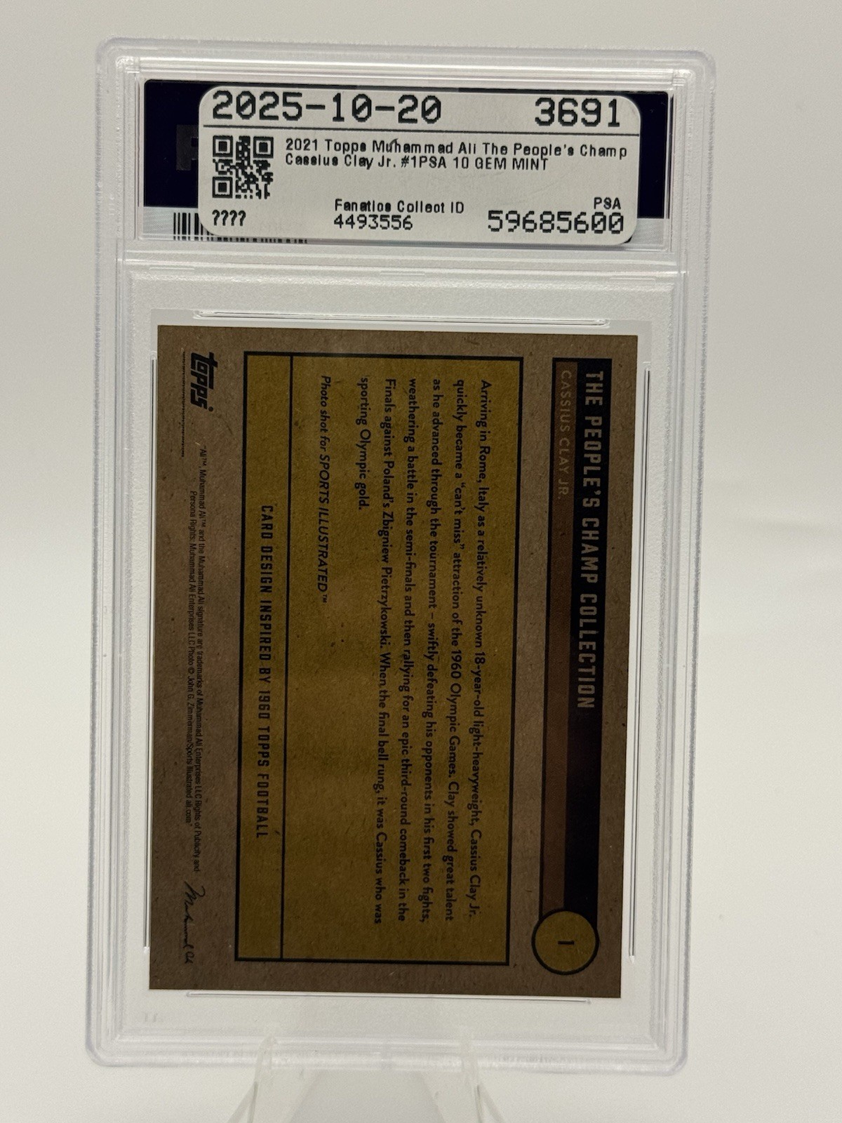 2021 Topps Muhammad Ali The People's Champ #1 Cassius Clay Jr. PSA 10 view 2