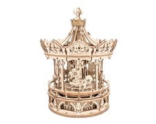 Robotime ROKR Romantic Carousel 3D Wooden DIY Mechanical Music Box Puzzle Kit