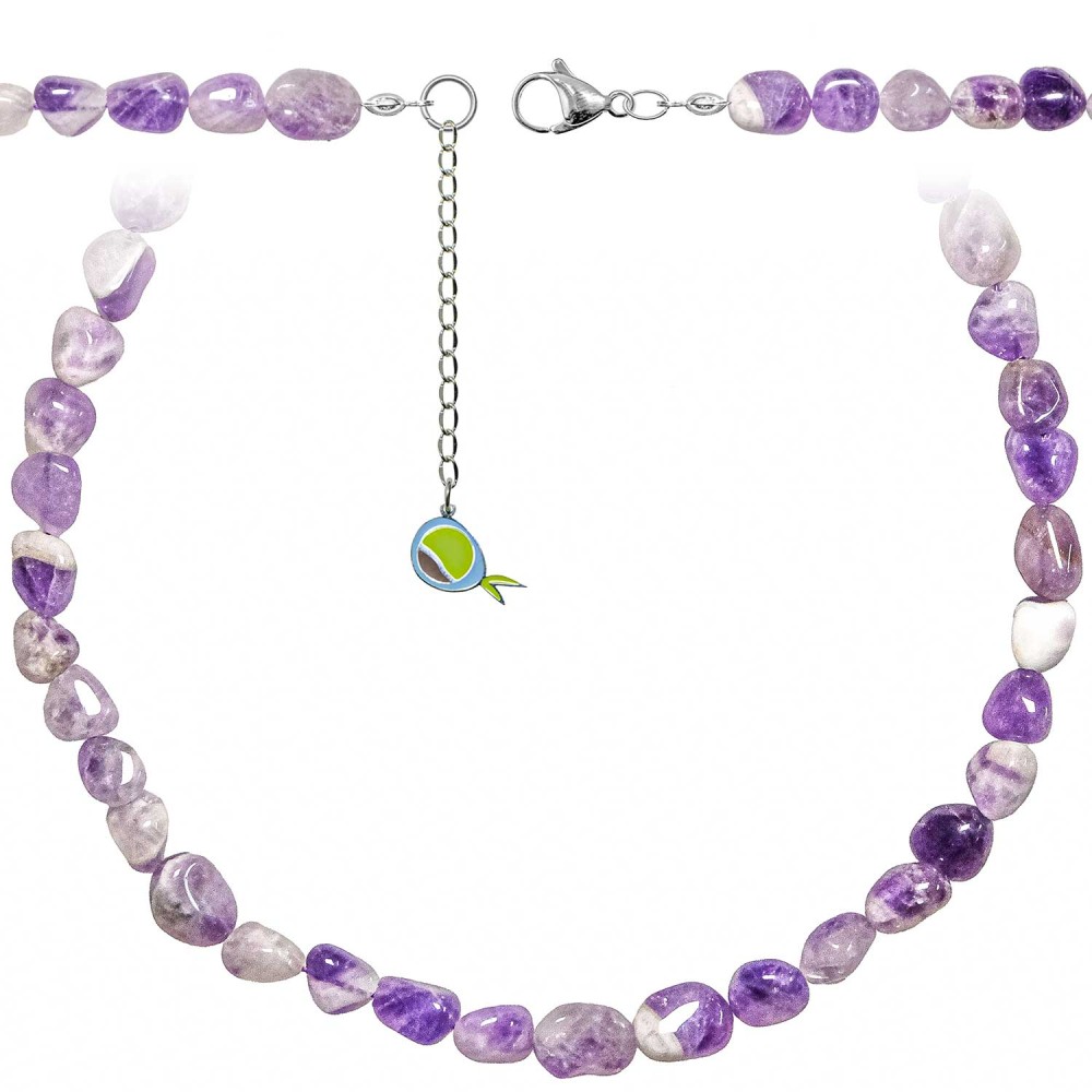 Collier en améthyste à chevron de 50 cm aux perles roulées violettes