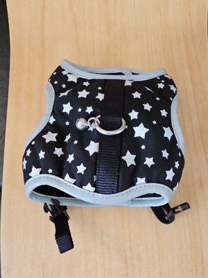 Star Kitten Black White S Mesh Adjustable Stars Pet Harness Bell D-Ring