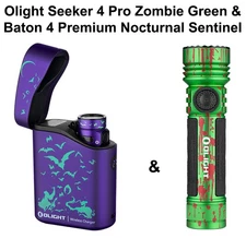 Olight Baton 4 Premium Nocturnal Sentinel & Seeker 4 Pro Zombie Green CW Lights