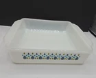 Vintage MCM Fire King Alpine Swiss Chalet 8x8 Square Milk Glass Cake Baking Dish