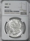 1889-P  $1  MORGAN SILVER DOLLAR  "PHILADELPHIA MINT"  NGC MS61 #8672753-018