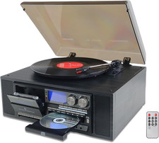 10 in 1 Vinyl Record Player 3 Speed Bluetooth Vintage Automatic Turntable CD Cas