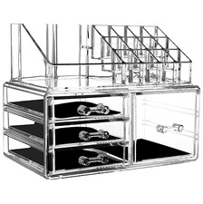 Makeup Cosmetics Jewelry Organizer Display Box Storage w/Drawers Space Saving