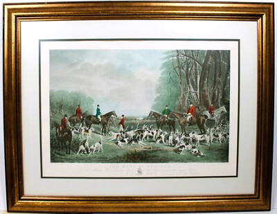 ANTIQUE HAND COLORED ENGRAVING THE MEET AT BLAGDON Thomas Lurton AFTER J W SNOW