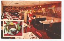 Mr Steak Restaurant Chain Interior Neenah Menasha Wisconsin Postcard