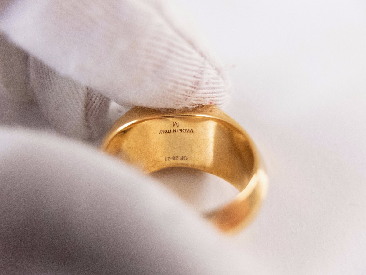 FENDI gold tone black FF logo metal men's ring Size Medium FENDI gold tone black FF logo metal men's ring Size Medium
