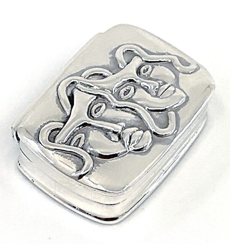 Comedy Tragedy Pill Box 925 Sterling Silver English Hallmarks - Picture 6 of 10