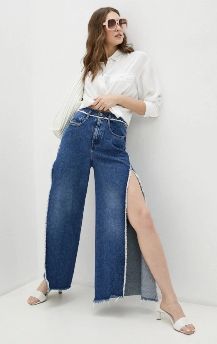 Diesel D Izzier F Wide High Waisted Jeans Size W 28 L 32 New With