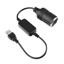 USB A Male To 12V Car Cigarette Lighter Adapter Socket Female Converter Cable 