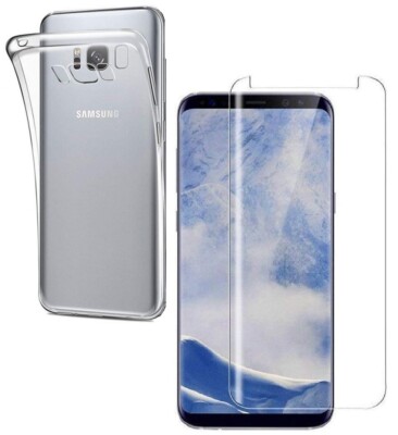 For SAMSUNG GALAXY S8 PLUS TEMPERED GLASS SCREEN PROTECTOR + CLEAR TPU CASE S8+