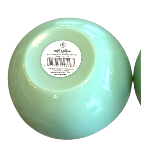 Martha Stewart 2 Piece 6 Inch Jadeite Glass Bowl Set in Jade Green 6" x 2.75" - Picture 4 of 9