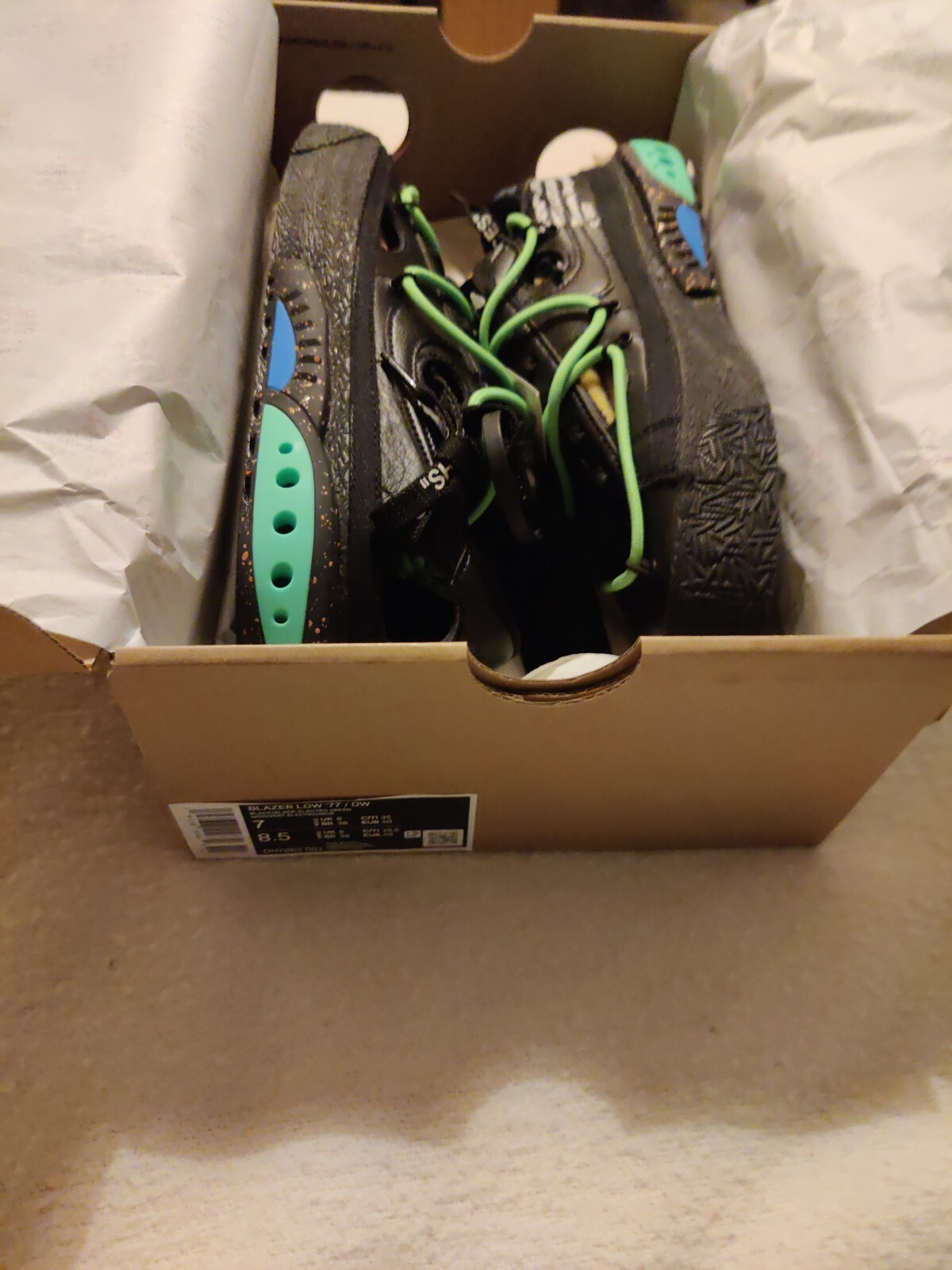 OFF WHITE X NIKE Taglia UK 6 Blazer Nike basso x bianco sporco nero 2022