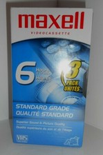 Pack of 3 Maxwell Standard Grade Blank T-120 Video VHS Cassettes New Unopened