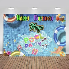 7x5ft Pool Party Backdrop/ Birthday Party banner. Summer photo booth/ pool decor