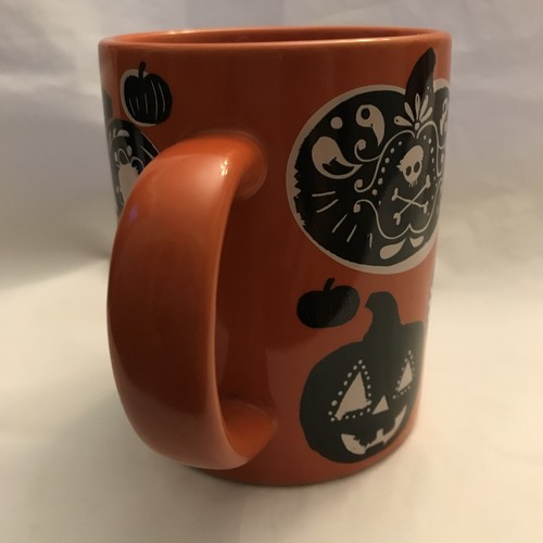 MUG Crate and Barrel Halloween Orange Black Pumpkin Jack o Lanterns EUC - Picture 4 of 6