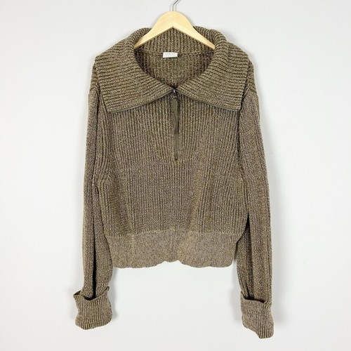 Varley Mentone Half-Zip Knit Pullover Sweater Dark Olive Speckle Sz XL Women's - 第 2/6 張圖片