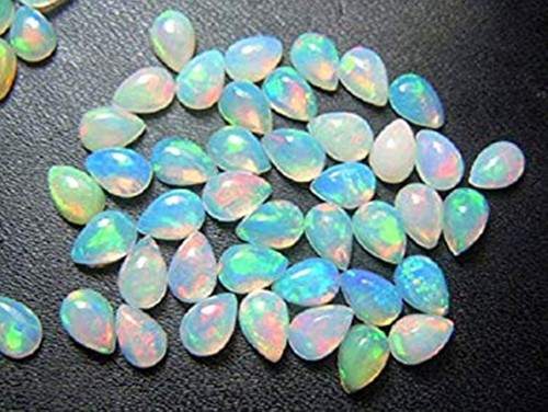 3X5MM/4X6MM/5X7MM AAA ETHIOPIAN WELO FIRE OPAL PEAR SHAPE FLAT BACK CABOCHON - Picture 2 of 3