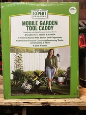 Mobile Garden Tool Caddy Rolling Cart Plastic Buckets 5-Gallon Organizer Durable