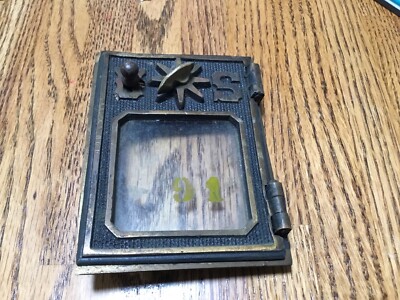 Vintage Post Office Box Door. Brass