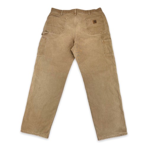 VINTAGE CARHARTT Aperto Foderato Salopette Fit Carpenter Pantaloni Beige  40' x 34' | eBay