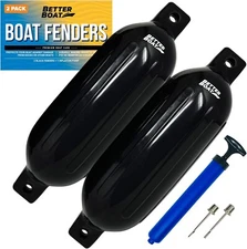 2 Pack Boat Fenders, 23" x 6.5", Inflatable Dock Bumpers with Pump, Marine Buoys